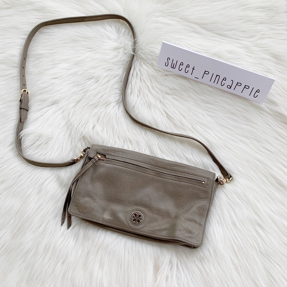 Tory Burch Crossbody Bag Taupe Magnetic Flap